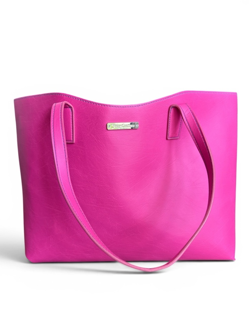 JUICY COUTURE Fuchsia PINK w/ Teal Lining X Large 15x12 TOTE Shoulder Bag Purse